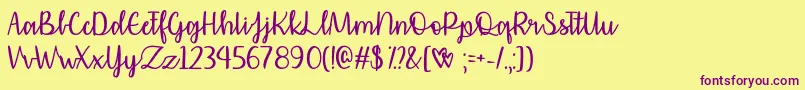 AffectionatelyYoursOtf Font – Purple Fonts on Yellow Background