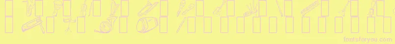 MusicForAWhile-fontti – vaaleanpunaiset fontit keltaisella taustalla