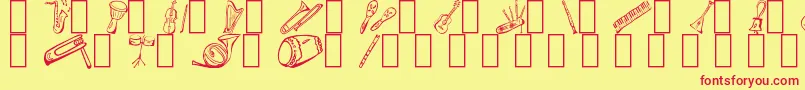 MusicForAWhile Font – Red Fonts on Yellow Background