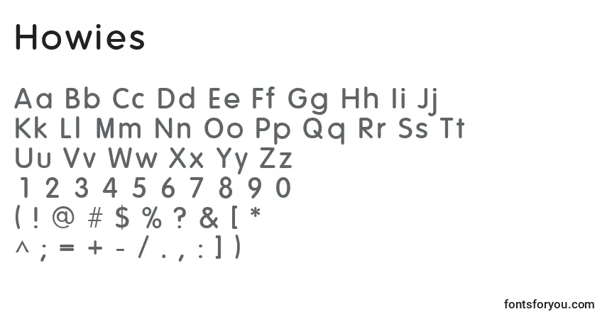 A fonte Howies – alfabeto, números, caracteres especiais
