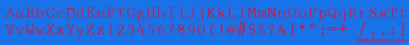 PrestigeEliteLtBold Font – Red Fonts on Blue Background