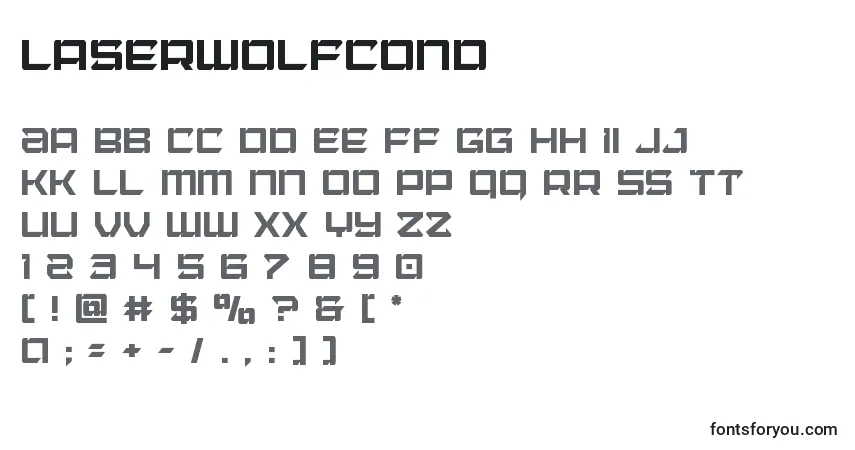 Czcionka Laserwolfcond – alfabet, cyfry, specjalne znaki