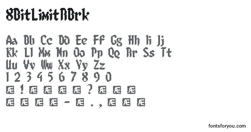 A fonte 8BitLimitRBrk – alfabeto, números, caracteres especiais