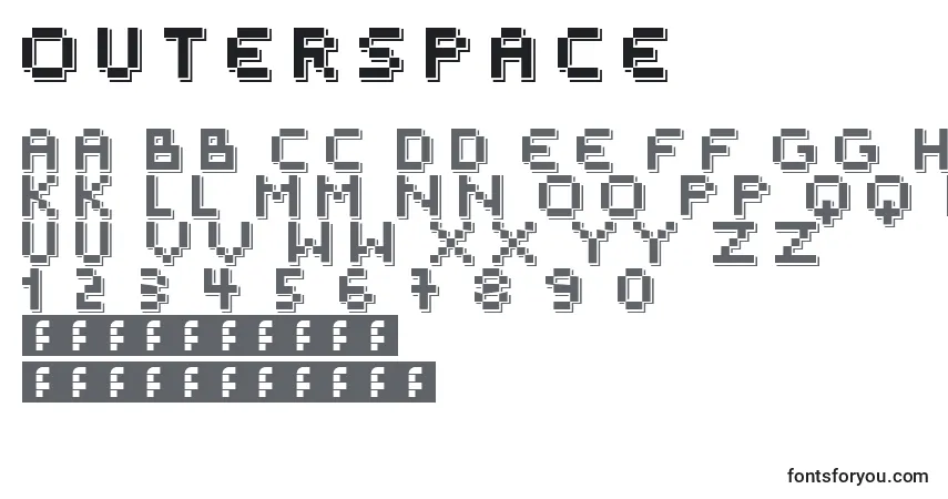 Czcionka OuterSpace – alfabet, cyfry, specjalne znaki