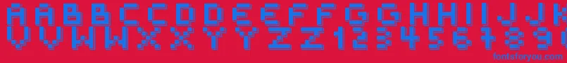 OuterSpace-Schriftart – Blaue Schriften auf rotem Hintergrund
