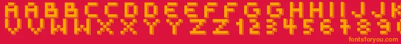 フォントOuterSpace – 赤い背景にオレンジの文字