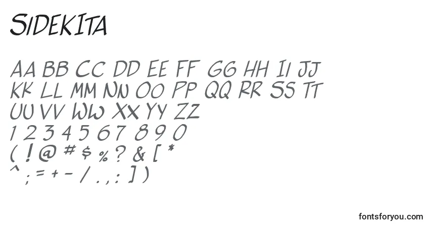 Fuente SideKIta - alfabeto, números, caracteres especiales