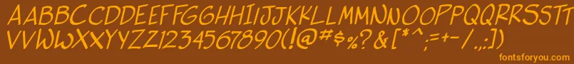 SideKIta-Schriftart – Orangefarbene Schriften auf braunem Hintergrund