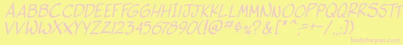フォントSideKIta – ピンクのフォント、黄色の背景