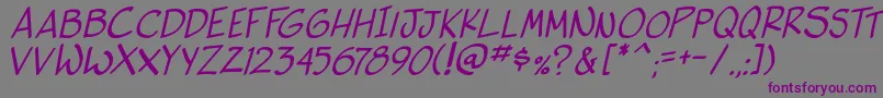 フォントSideKIta – 紫色のフォント、灰色の背景