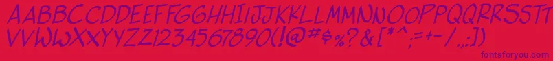 Czcionka SideKIta – fioletowe czcionki na czerwonym tle