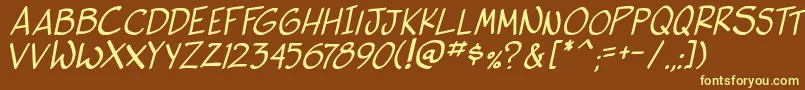 SideKIta-Schriftart – Gelbe Schriften auf braunem Hintergrund