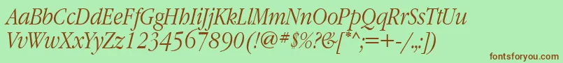 GaramondnarrowbttItalic Font – Brown Fonts on Green Background
