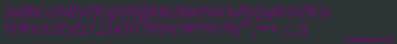 Fonte GaramondnarrowbttItalic – fontes roxas em um fundo preto