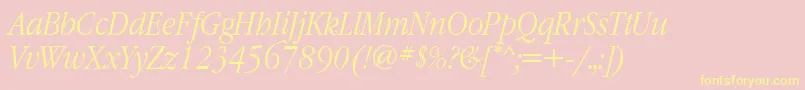 GaramondnarrowbttItalic Font – Yellow Fonts on Pink Background