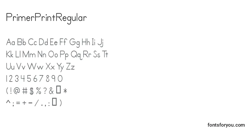 PrimerPrintRegular Font – alphabet, numbers, special characters