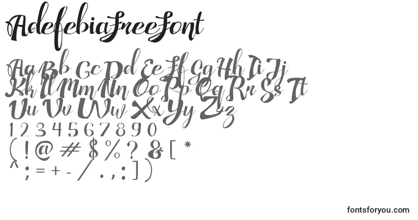 Schriftart AdefebiaFreeFont (60571) – Alphabet, Zahlen, spezielle Symbole