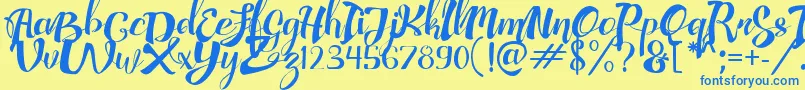 AdefebiaFreeFont-Schriftart – Blaue Schriften auf gelbem Hintergrund