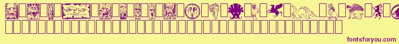 Fabeldyr1 Font – Purple Fonts on Yellow Background