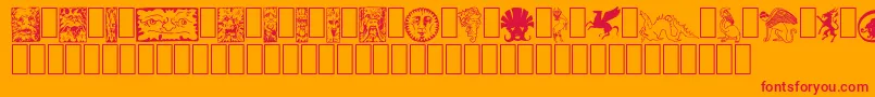 Fabeldyr1 Font – Red Fonts on Orange Background