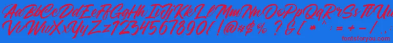 FreeAdelaide-Schriftart – Rote Schriften auf blauem Hintergrund