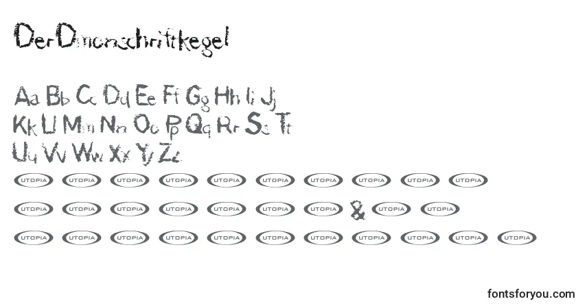 Schriftart DerDmonschriftkegel – Alphabet, Zahlen, spezielle Symbole