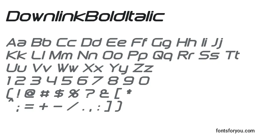 Шрифт DownlinkBoldItalic – алфавит, цифры, специальные символы