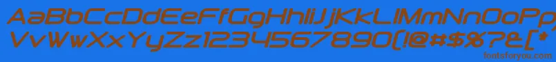 DownlinkBoldItalic-Schriftart – Braune Schriften auf blauem Hintergrund