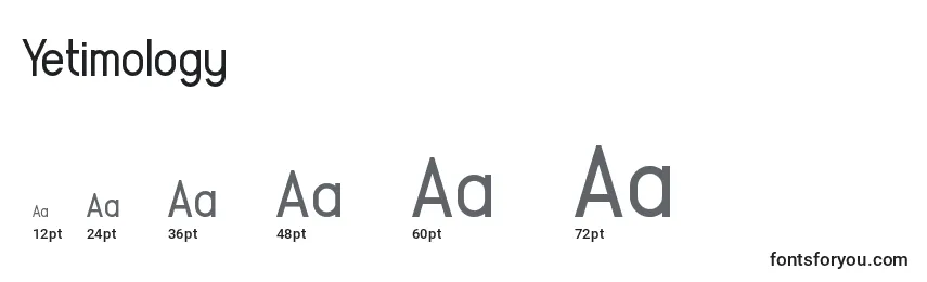 Yetimology Font Sizes