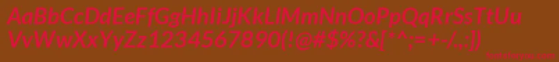 LatoBoldItalic Font – Red Fonts on Brown Background
