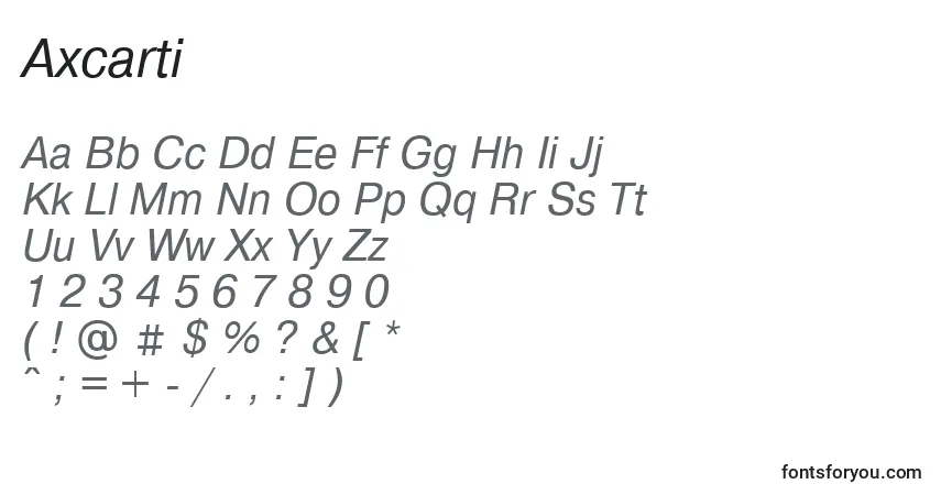 Schriftart Axcarti – Alphabet, Zahlen, spezielle Symbole