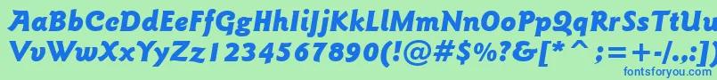 GoudySansBlackItalicBt Font – Blue Fonts on Green Background