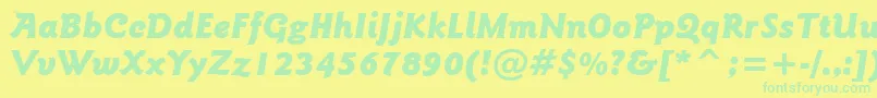 GoudySansBlackItalicBt Font – Green Fonts on Yellow Background