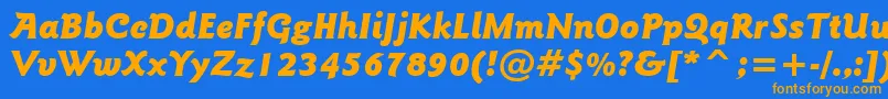 GoudySansBlackItalicBt-Schriftart – Orangefarbene Schriften auf blauem Hintergrund