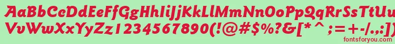 GoudySansBlackItalicBt Font – Red Fonts on Green Background