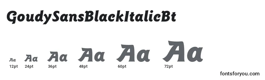 GoudySansBlackItalicBt Font Sizes