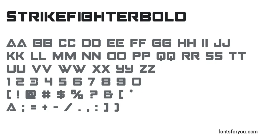 A fonte Strikefighterbold – alfabeto, números, caracteres especiais