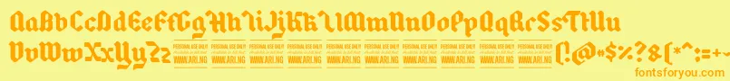 BackyardblackPersonal Font – Orange Fonts on Yellow Background