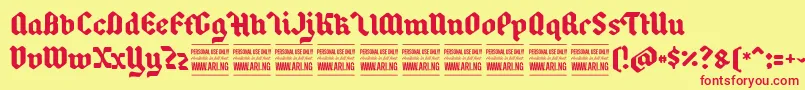 BackyardblackPersonal Font – Red Fonts on Yellow Background