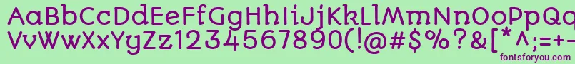 Czcionka AutouroneRegular – fioletowe czcionki na zielonym tle