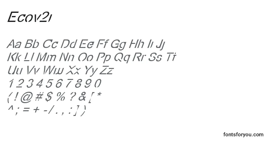 Schriftart Ecov2i – Alphabet, Zahlen, spezielle Symbole