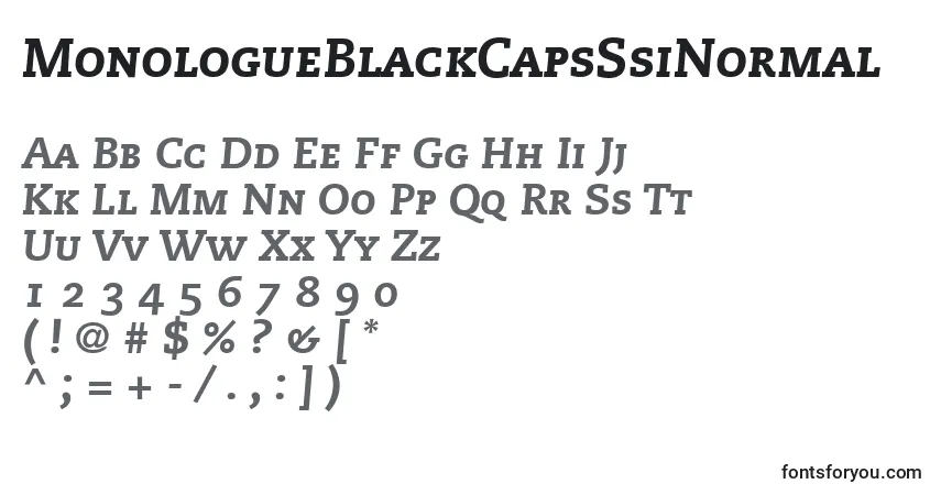 A fonte MonologueBlackCapsSsiNormal – alfabeto, números, caracteres especiais