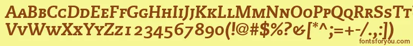 フォントMonologueBlackCapsSsiNormal – 茶色の文字が黄色の背景にあります。