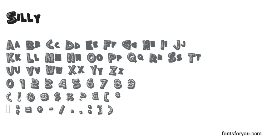 Schriftart Silly – Alphabet, Zahlen, spezielle Symbole
