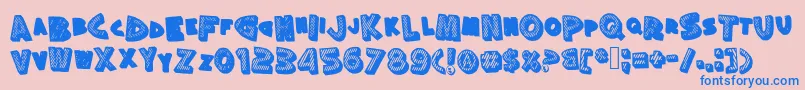 Silly-Schriftart – Blaue Schriften auf rosa Hintergrund