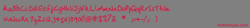 VintlysHand Font – Red Fonts on Gray Background