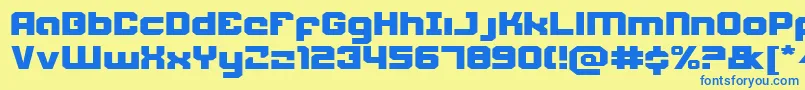 Weaponeere-Schriftart – Blaue Schriften auf gelbem Hintergrund