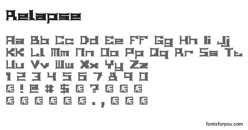 Fuente Relapse - alfabeto, números, caracteres especiales