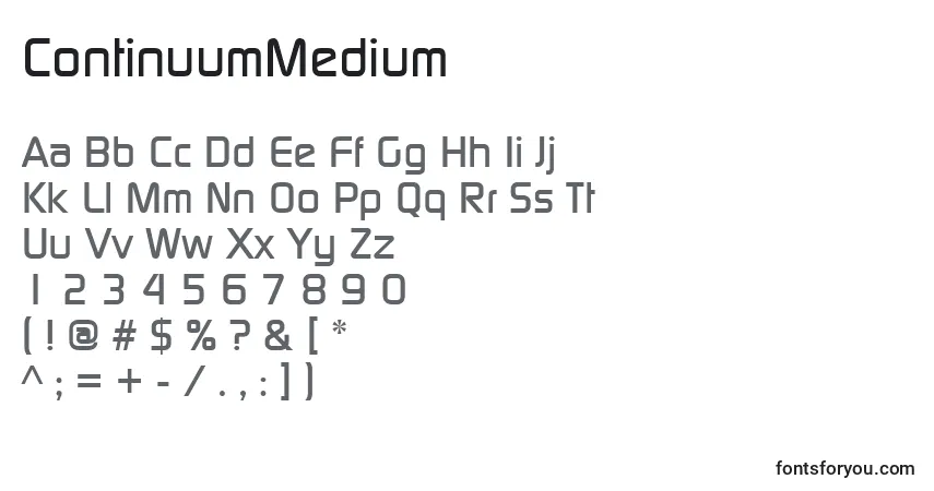 characters of continuummedium font, letter of continuummedium font, alphabet of  continuummedium font
