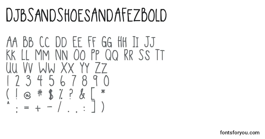 Czcionka DjbSandShoesAndAFezBold – alfabet, cyfry, specjalne znaki